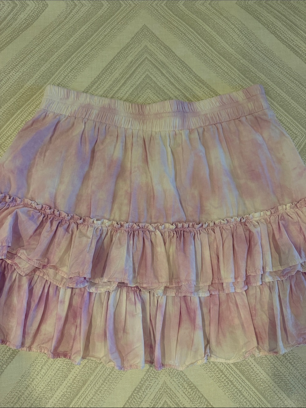 Generation Love Pink White Tie Dye Ruffle Tiered Mini Skirt Size Medium